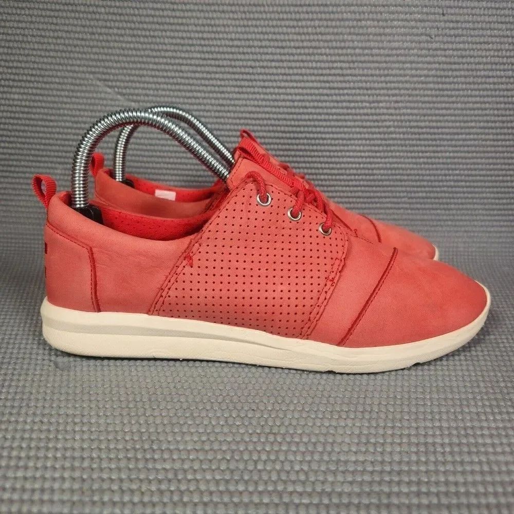 Toms Sneakers Women's Size 8 Red Suede Casual Lace Up Shoes 720116